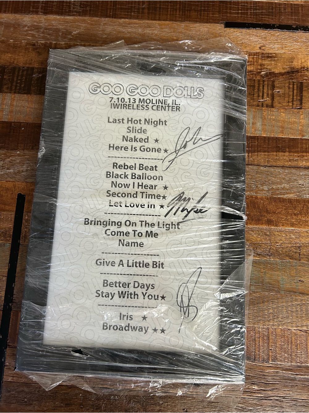 Goo Goo Dolls Playlist 7/10/2013 Moline, IL. IWireless Center. Signed.